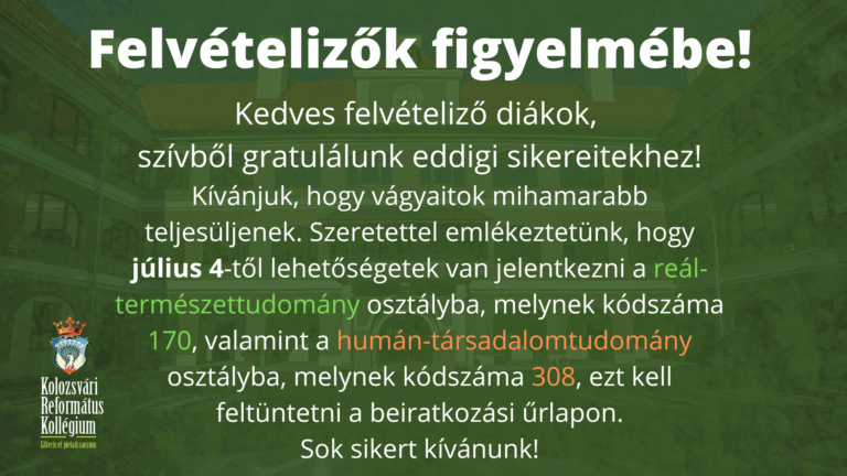 Felvételizők figyelmébe!