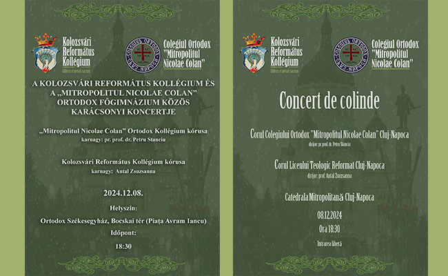 A KOLOZSVÁRI REFORMÁTUS KOLLÉGIUM ÉS A „MITROPOLITUL NICOLAE COLAN” ORTODOX FŐGIMNÁZIUM KÖZÖS KARÁCSONYI KONCERTJE