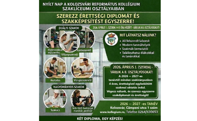 NYÍLT NAP A KOLOZSVÁRI REFORMÁTUS KOLLÉGIUM SZAKLÍCEUMI OSZTÁLYAIBAN